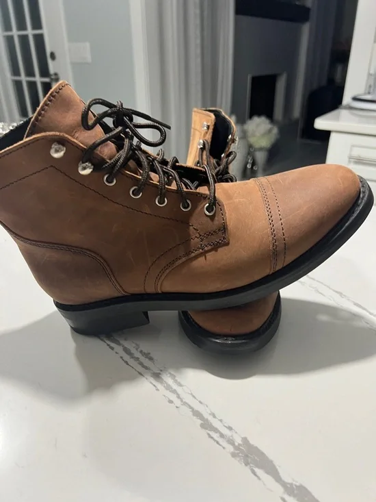 Thursday Boot Company Men's Tan Leather Captain Cap-Toe Lace-Up Boots size 8 - Picture 10 of 15